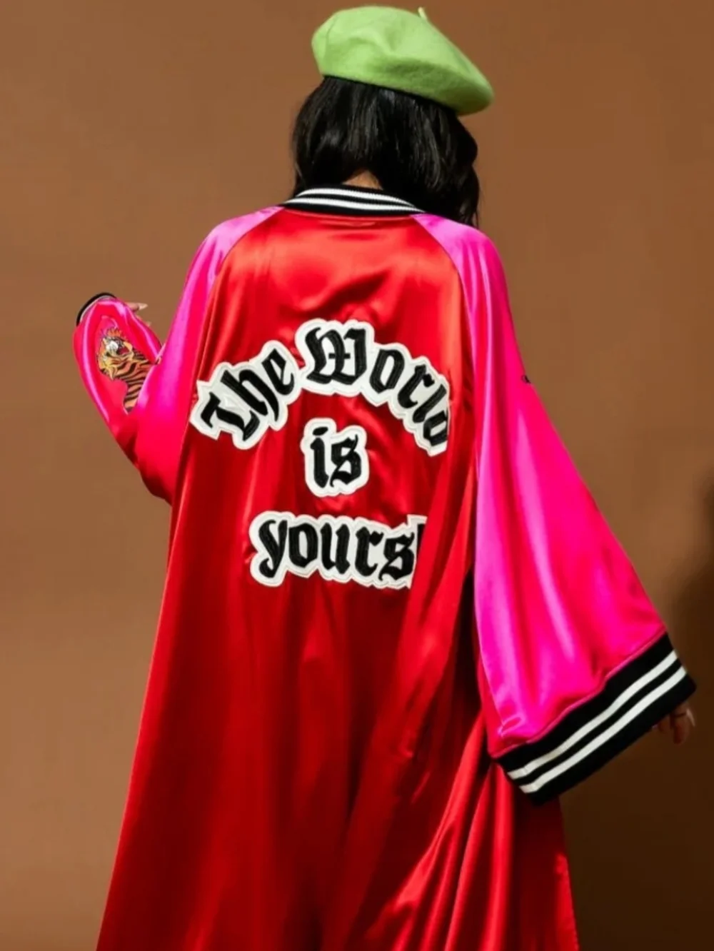 LaLa, Kimono Bold Bomber Coat - The World Is Yours - Picture 1 of 9